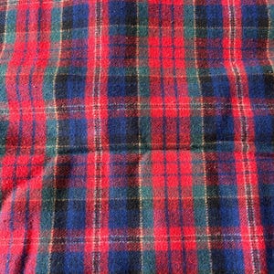 Vintage Beautiful Thick Red Plaid Wool Fabric HALF yard Rural Stash Twisted Sisters
