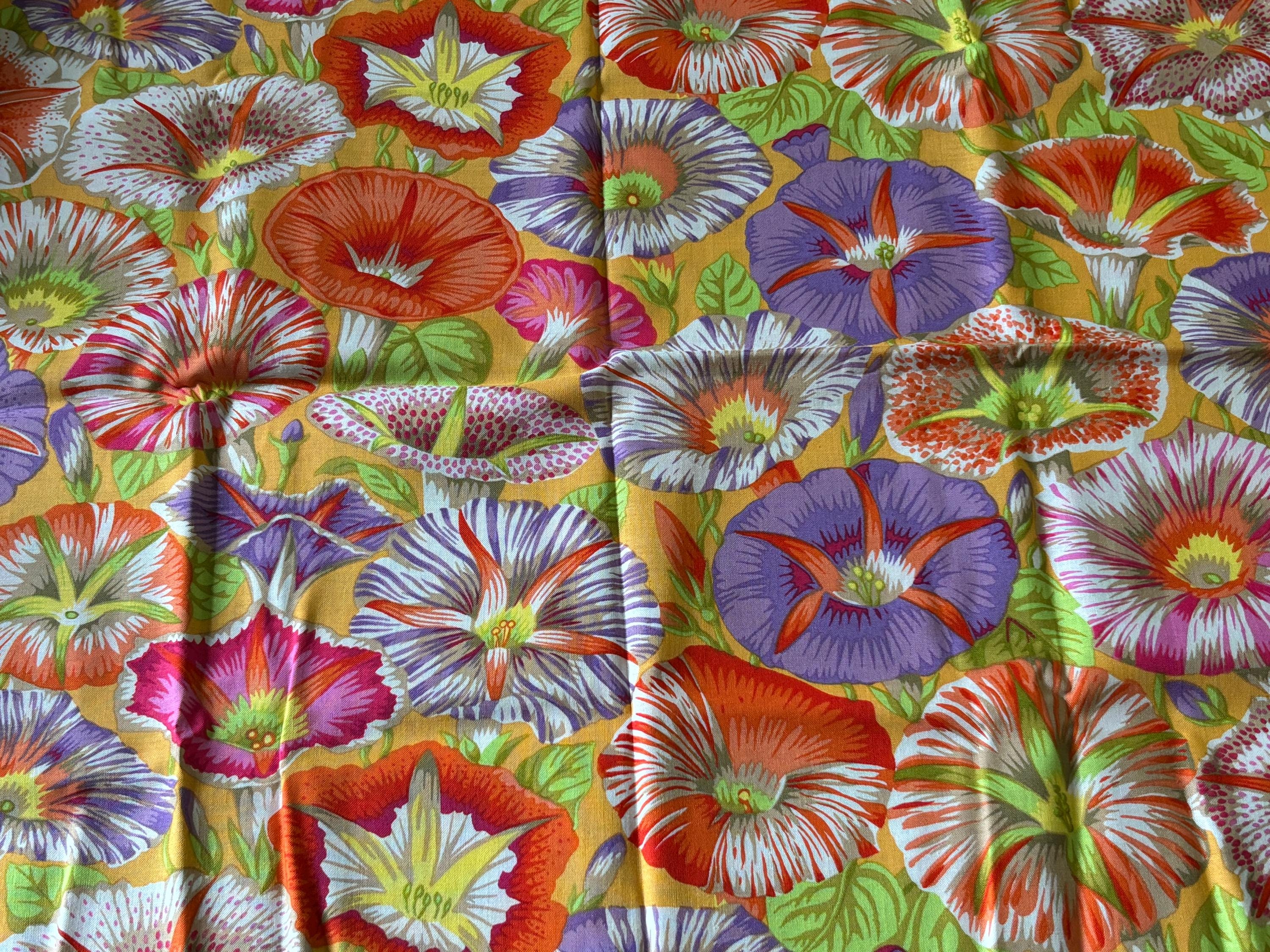Kaffe Fassett Free Spirit Variegated Morning Glory Orange Fabric