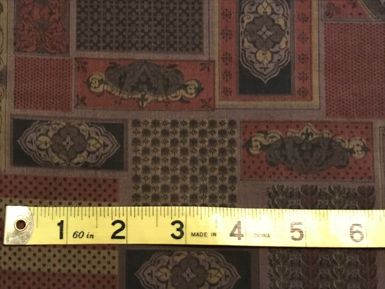Rural Estate Seamstress Stash Kira/'s Revenge Vintage 1960/'s Deep Gold Red Black Taupe Geometric Cotton Shirting Fabric 44x 58