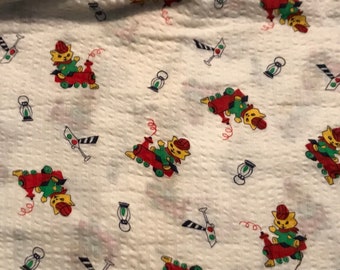 Vintage 1950's Cat Train Conductor Juvenile Novelty Seersucker Clothing Fabric HALF yard Rural Estate Quilter's Stash Happy Hoarder