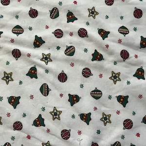 Rural Estate Quilter&#39;s Stash Winner Winner Chicken Dinner 1980&#39;s Christmas Ornament Cotton Jersey Knit Stretch Fabric 36&quot;x 34&quot;