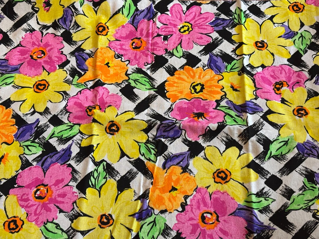 Novelty Pink Yellow Purple Floral Cotton Decor Fabric 52"x 26" Rural ...
