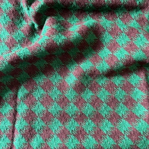 WOW wow wow! Vintage Thick Brown Green Houndstooth Wool Fabric HALF yard Rural Stash Twisted Sisters