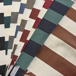 Retired Fabric Sample Scrap Fabric Upcycled Olefin No Chemicals Striped CHOICE Rural Mid Century Modern RV Company Discontinued Leftover