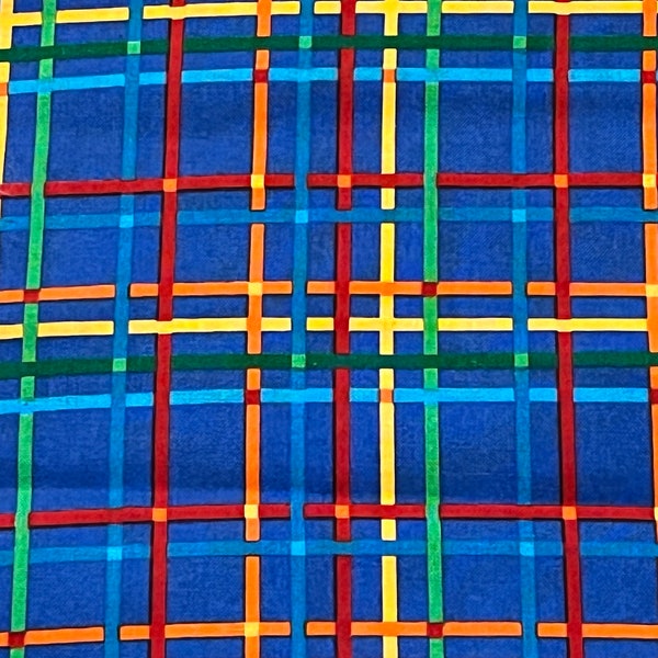 Cranston Bright Red Green Blue Yellow Plaid Fabric FQ 18"x 22"/more Rural Estate Quilter's Stash Classy Cluttered Condo