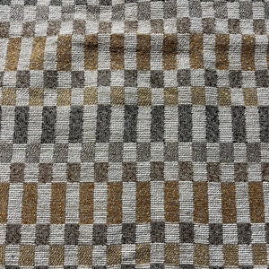Retired Fabric Sample Scrap Fabric Rust Gold Beige Check Upholstery 23"x 54" Rural Mid Century Modern RV Company Discontinued Leftover