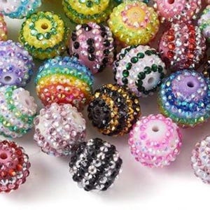Rhinestone Bubblegum Round Mix colors Acrylic Resin Chunky Gumball Bulk Beads