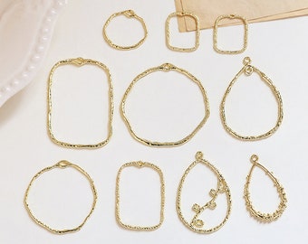 10 pcs Hollow  Circle Charm, Circle round teardrop  Rectangle Pendant, Jewelry making, diy Jewelry Making Material, Crafts Supplies