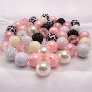 50pcs Mixed Color Round Chunky Beads, 20mm Acrylic Bubblegum Beads, Resin Beads,Handmade Crafts Beads DIY Jewelry Accessories
