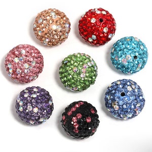 10pcs 16mm Round Beads, Bling Rhinestone Beads, Beading Supplies, For DIY Beadable Pens,  Chunky Bubblegum Bead,Keychain Beads Finding
