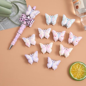 Fancy Butterfly Beads,Rhinestone Butterfly Beads, Bling Pen Focals, Acrylic Beads, DIY Beadable Pens,Keychain Beads, Jewelry Craft Making