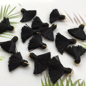 10 pieces Black Tassels,Tiny Catton Tassels,2cm Cotton Thread Tassels,Mini Tassels,Tassels Charm for Jewelry Making,DIY Tassels Earrings