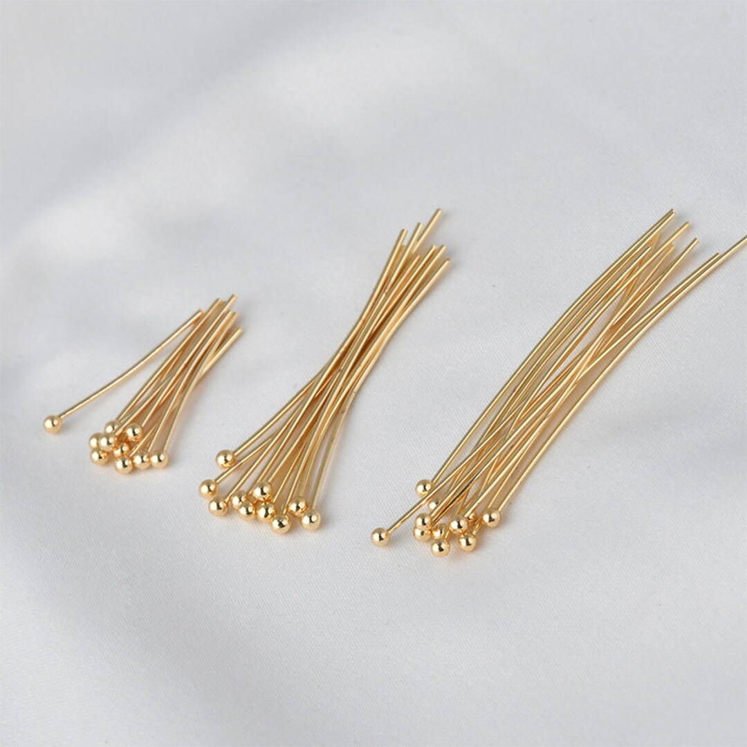 14K Gold Plated 1.8MM Ball Head Pins Jewelry Making, Head Pins Headpins