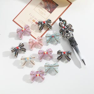 Acrylic Bow Beads, Fancy Beads, DIY  Pen Focals, Acrylic Rhinestone Beads, DIY Beadable Pens,Keychain Beads, Jewelry Craft Making