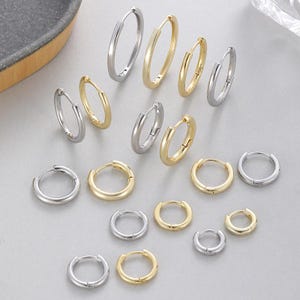 10 st 14K guldpläterade runda örhängen, Leverback Earwire-krokar, Huggie blanka örhängen Huggies-fynd, Örhängesfäste
