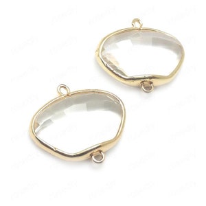 6 pieces Clear Crystal Glass Pendant Charm, Faceted Frame Glass Connector, Shell-shape Jewelry Supplies Findings, Stone Pendants