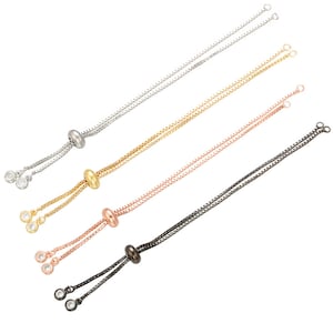 Half Finished Sliding Adjustable Bracelet Rubber stopper beads connector link finding Box Chain Ball End,2/10/50 pcs Bracelet Making Chain