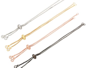 Half Finished Sliding Adjustable Bracelet Rubber stopper beads connector link finding Box Chain Ball End,2/10/50 pcs Bracelet Making Chain