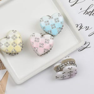 Sparkle Rhinestone Heart Beads, Fancy Beads, Bling Pen Focals, Acrylic Beads, DIY Beadable Pens,Keychain Beads, Jewelry Craft Making