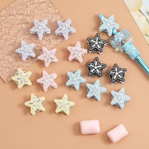 Fancy Star Beads,Rhinestone Star Beads,  Bling Pen Focals, Acrylic Beads, DIY Beadable Pens,Keychain Beads, Jewelry Craft Making