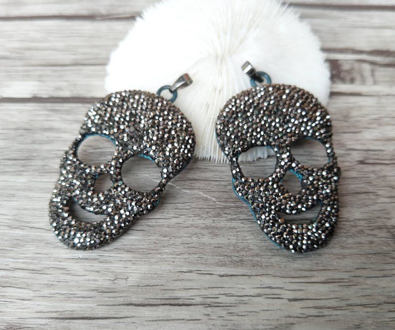 pave Crystal Rhinestone cham pendant,DIY Jewelry Necklace Making PD719 5Pcs Metal brass skeleton skull Charm Pendant