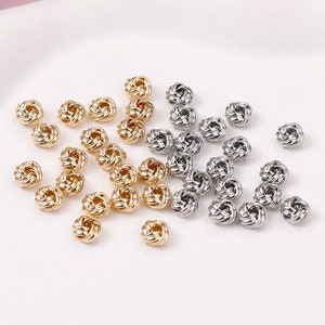 14K Gold Plated knot  Spacer Beads Charm, 7*4mm knot Beads, Gold Spacer brass Beads, Jewelry Making Supplies Wholesale