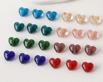 10 pieces Heart Beads, Glass Heart beads Spacer, Heart Charms, DIY Bracelet Necklace Jewelry Findings Versatile Jewelry Supply