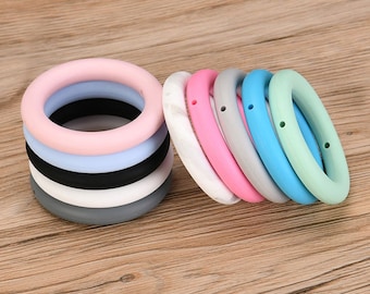 65mm Silicone Ring, Silicone beadable O rings, Round Silicone Loop with 2 hole, DIY Charm Hanging Ornaments