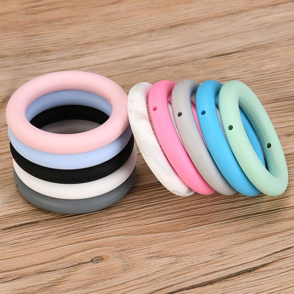 65mm Silicone Ring, Silicone beadable O rings, Round Silicone Loop with 2 hole, DIY Charm Hanging Ornaments