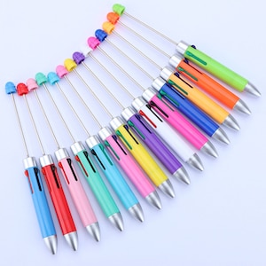 5 Stück Kunststoff Perlenstifte,Perlenkugelschreiber,DIY Perlenstiftrohlinge mit Tinte Minen,Bubblegum Perlen zum Anpassen