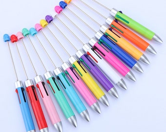5 stuks plastic vaste pennen met kralen en inktvullingen, doe-het-zelf balpennen met kralen