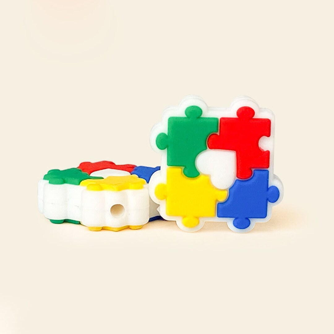 Autism Awareness Focal Silicone Beads, Soft Silicone Beads, Autism