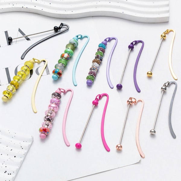 5 Stück Metall Perlen Lesezeichen, Blanko-Buch Mark-Supplies-Crafts-DIY-Ihre Farbwahl,Bubblegum Perlen zum Anpassen