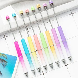 10/50 Stück Metallperlenstifte, solider Perlenstift, Beadable Pen Blanks Ink Minen, Bubblegum Perlen zum Anpassen, Metall DIY Perlenstifte