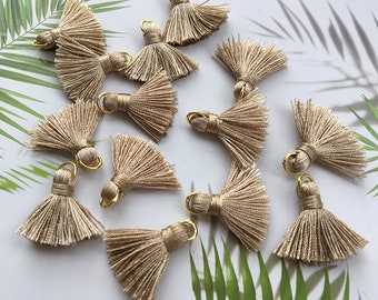 10 pieces Khaki Tassels,Tiny Catton Tassels,2cm Cotton Thread Tassels,Mini Tassels,Tassels Charm for Jewelry Making,DIY Tassels Earrings