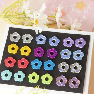 10 pieces Flower-shaped Resin Charm Pendant, Acetate Acrylic pendant,Fresh Colors Hollow Flower Earring Charm, DIY Jewelry Craft Supplies