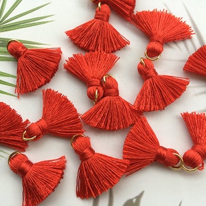 10 stuks rode kwastjes, kleine kattenkwastjes, kwastjes van 2 cm katoendraad, minikwastjes, kwastjes bedel voor sieraden maken, doe-het-zelf oorbellen kwastjes