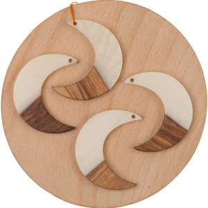 10 PCS Epoxy Resin Pendants, Moon Translucent Resin Earring Findings, Wood and Resin Pendant, Color Blocked,Diy Jewelry Accessories