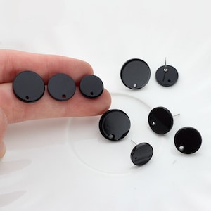 10 stuks zwarte acryl ronde oorbellen, celluloseacetaat acryl Zomeroorbellen Acrylstekers Diy sieraden Harsoorbel bevindingen