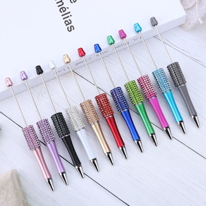 5 Stück Kunststoff Perlenstifte,Perlenkugelschreiber,DIY Perlenstiftrohlinge mit Tinte Minen,Bubblegum Perlen zum Anpassen