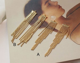 4pcs 18k Gold/Silver Plated Tassel Charm, Long Metal Tassels Ball Chain Tassels,Tassels Pendant,Jewelry Making Materials, Earring Attachment