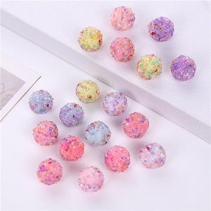 Chunky Beads, Confetti Rhinestone Sugar Ball, 16mm Bubblegum Bead,Resin Beads,Fancy Round Beads,Keychain Beads, Jewelry Craft Making