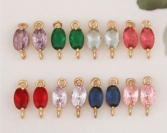 10pcs Clear zircon Crystal Oval Glass  Charm connector,Faceted Frame Connector Charm, DIY Jewelry Supplies Findings,material