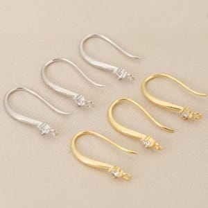 Single Cubic Stone Messing Ohrhaken mit Schlaufe, 18K Vergoldeter Zirkondraht