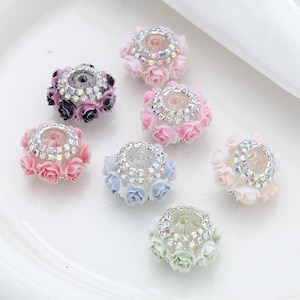 Sparkle Flower Beads,Bling rhinestone Beads, Fancy Crystal Beads, diy Pen Focals,  DIY Beadable Pens,Keychain Beads, Jewelry Craft Making