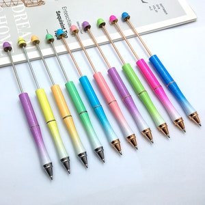 5 Stück Metallperlenstifte,Perlenkugelschreiber,DIY-Perlenkugelschreiber,Perlenstiftrohlinge mit Tinte Minen,Bubblegum Perlen zum Anpassen