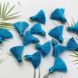 10 pieces Blue Tassels,Tiny Catton Tassels,2cm Cotton Thread Tassels,Mini Tassels,Tassels Charm for Jewelry Making,DIY Tassels Earrings