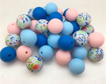 15MM Mixed Color Silicone Beads, Soft Beads, Round Loose Silicone Beads, Assorted Silicone Round Beads,Silicone Bead DIY Keychain