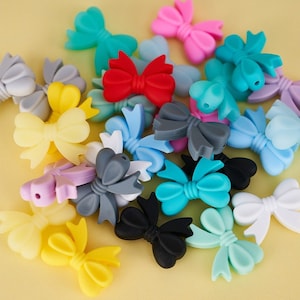 Bowknot Silicone Bead,Soft Bow bead,Bulk Silicone Bead,Silicone Loose Beads,DIY Keychain Keyring Charm Pendant Jewelry Making