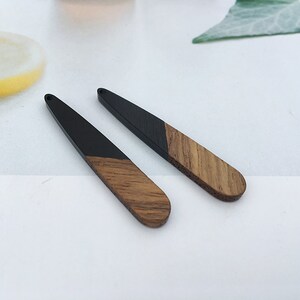 10 pieces Epoxy Resin Pendants,Wood and Resin Long stick Charm, 8*44MM Resin Earring Findings, Color Blocked, Diy Jewelry Supply